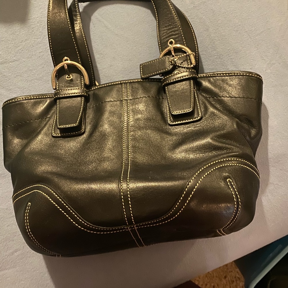 Black leather Coach bag